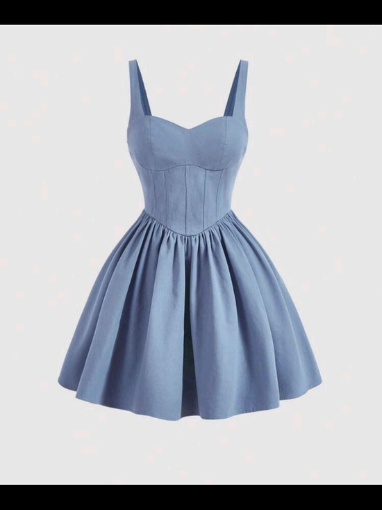 SHEIN Dresses & Skirts - SHEIN Chic Blue Sleeveless Fit and Flare Dress